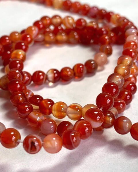 Red Sardonyx Smooth Rounds Approx 4mm Beads 36cm Strand
