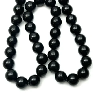 Jet Smooth Round 10mm Beads 38cm Strand