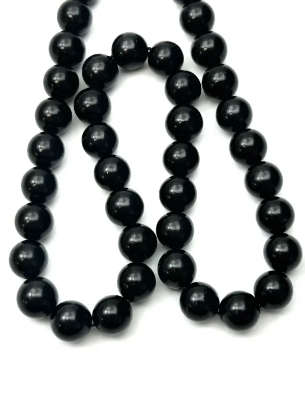 Jet Smooth Round 10mm Beads 38cm Strand