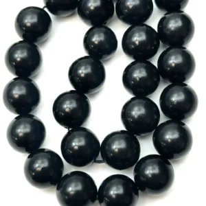 Jet Smooth Round 12mm Beads 38cm Strand