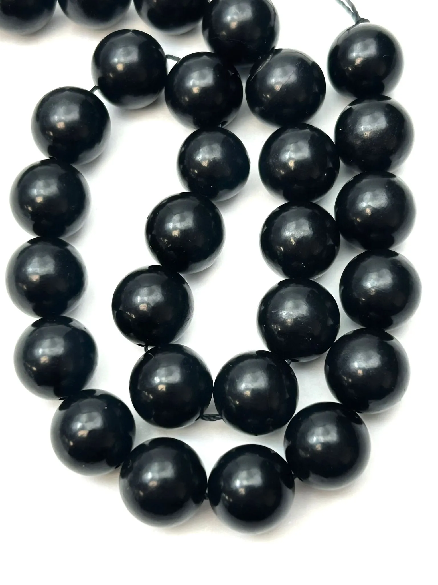 Jet Smooth Round 12mm Beads 38cm Strand