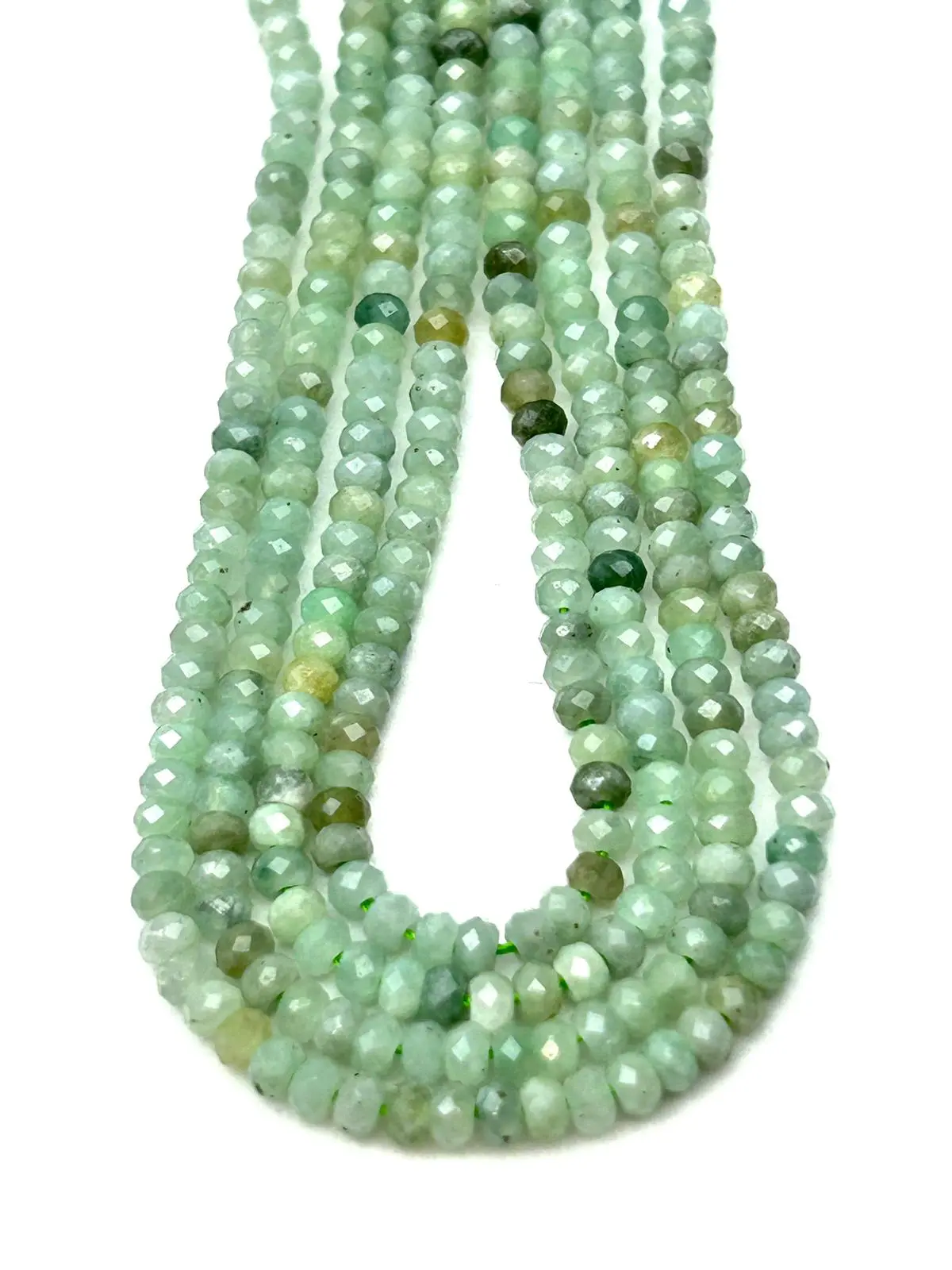 Jadeite Faceted Rondelles 3x2mm Beads 38cm Strand