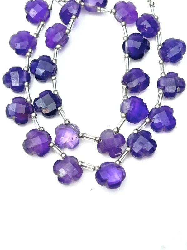 Amethyst Faceted 4 Petal Flowers Approx 10mm 12 Pieces