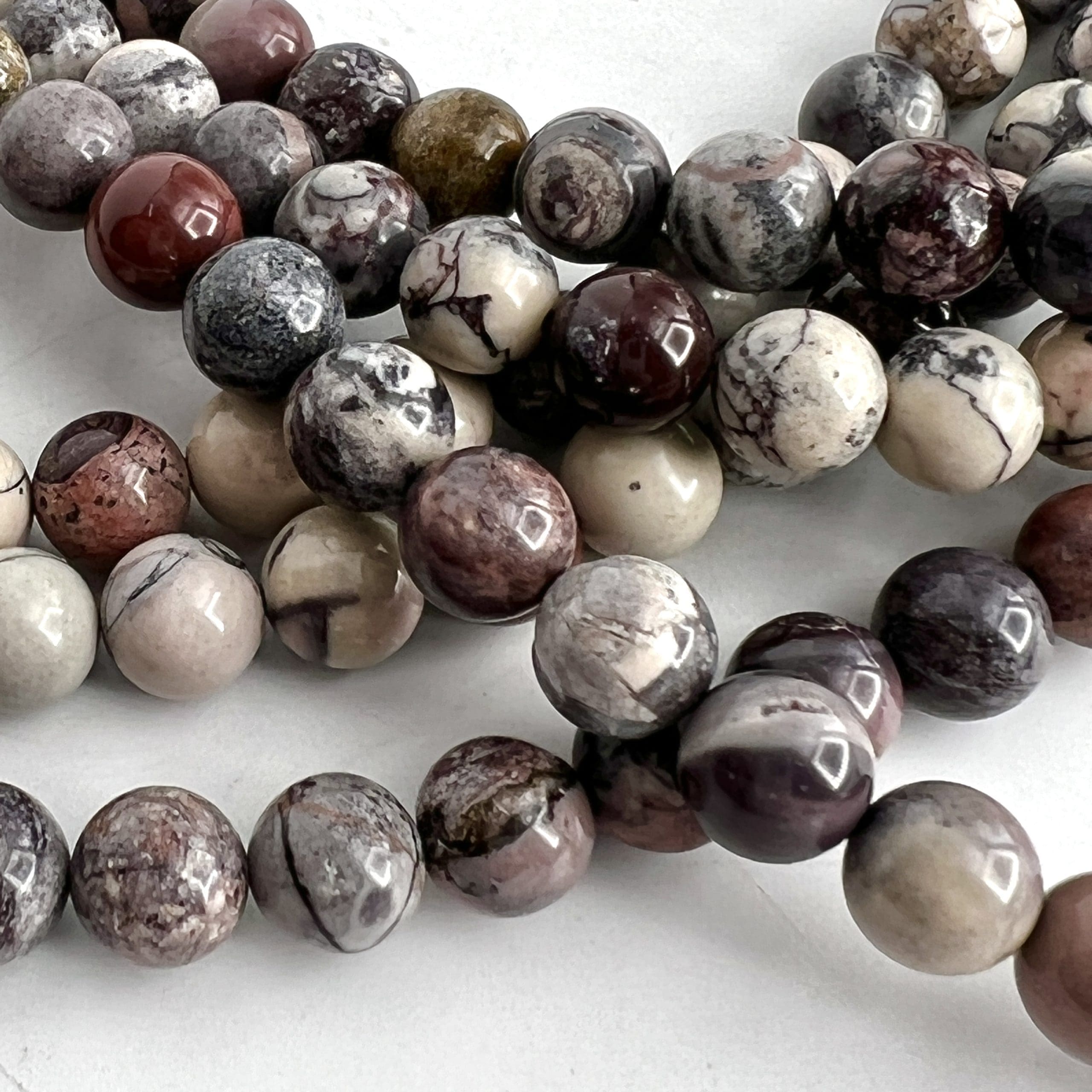 Porcelain Jasper Smooth Rounds Approx 8mm Beads 38cm Strand - Image 3