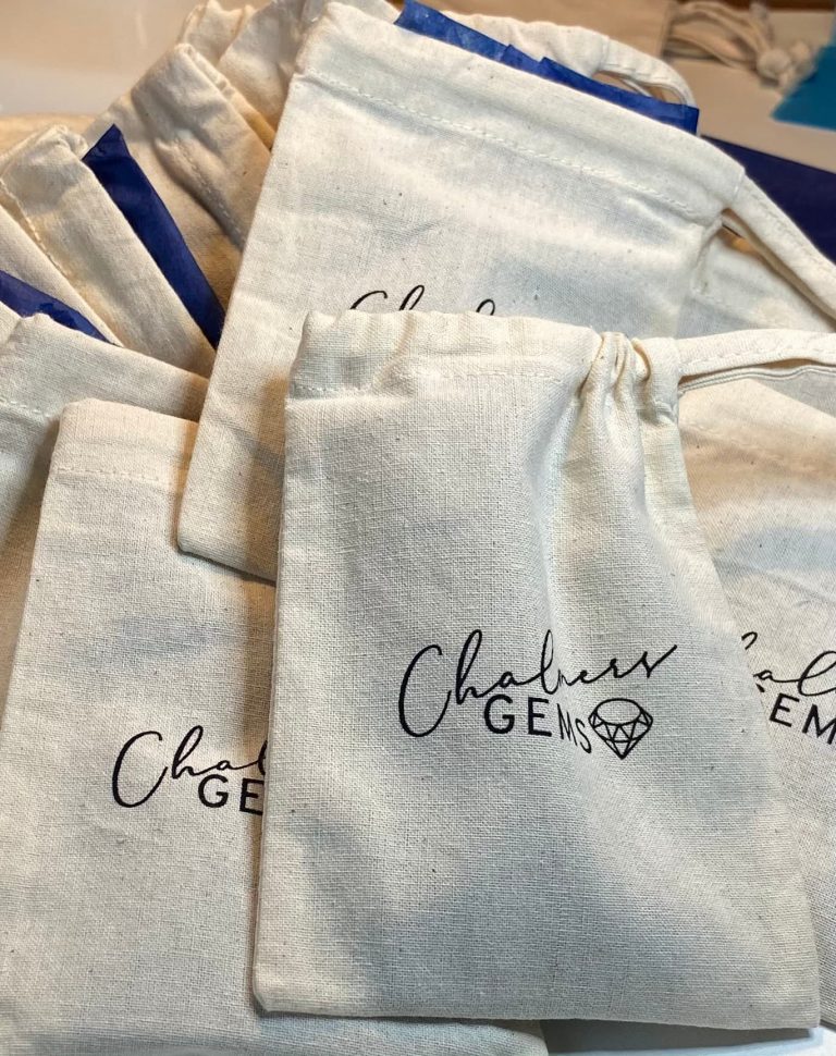 Chalmers Gems Cotton Branded Gift Bag 10 x 13cm - Image 3