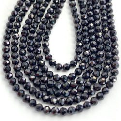 Black Spinel Faceted Rounds 2mm 34cm Strand