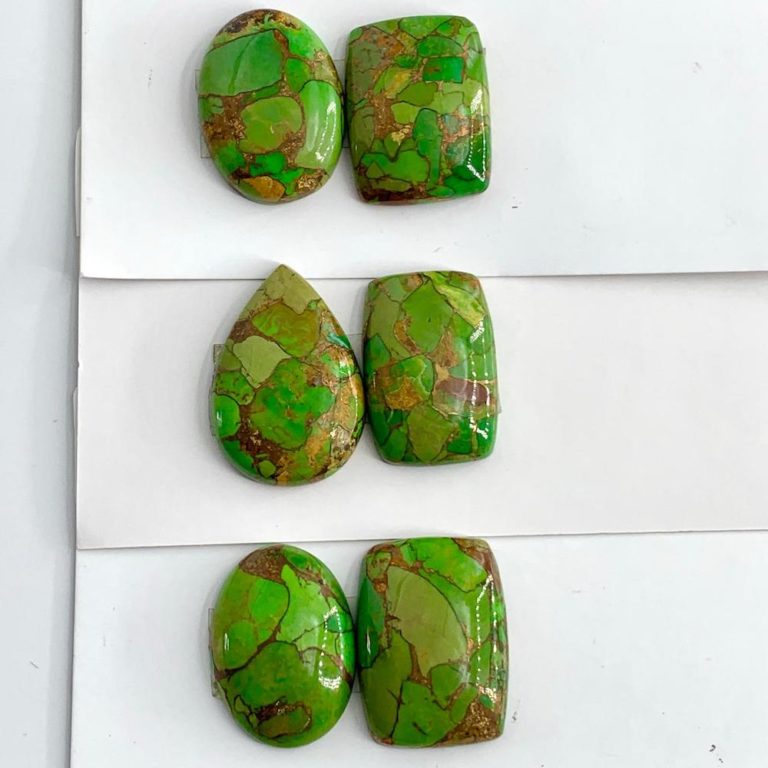 Mojave Green Turquoise Mixed Shape Cabochons Approx  25 x 15mm 2 Piece Pack - Image 2