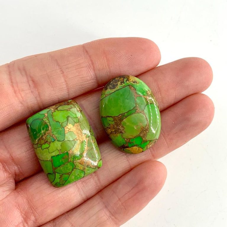 Mojave Green Turquoise Mixed Shape Cabochons Approx  25 x 15mm 2 Piece Pack - Image 4