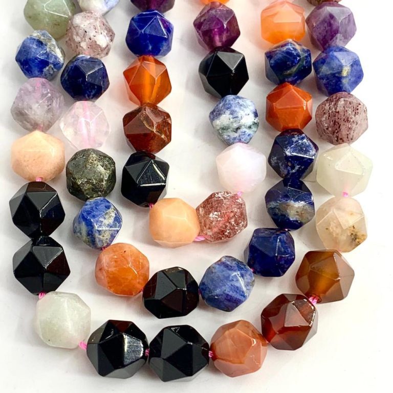 Mixed Gemstone Triangle Cut 10mm 38cm Strand