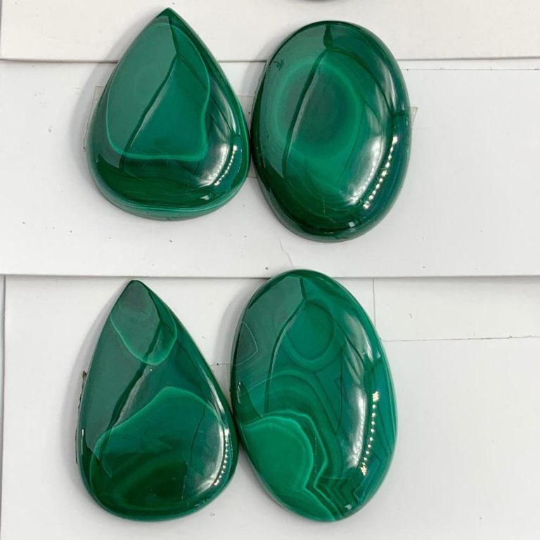 Malachite Mixed Shape Top Drilled Cabochons 2 Piece Pack - Image 2