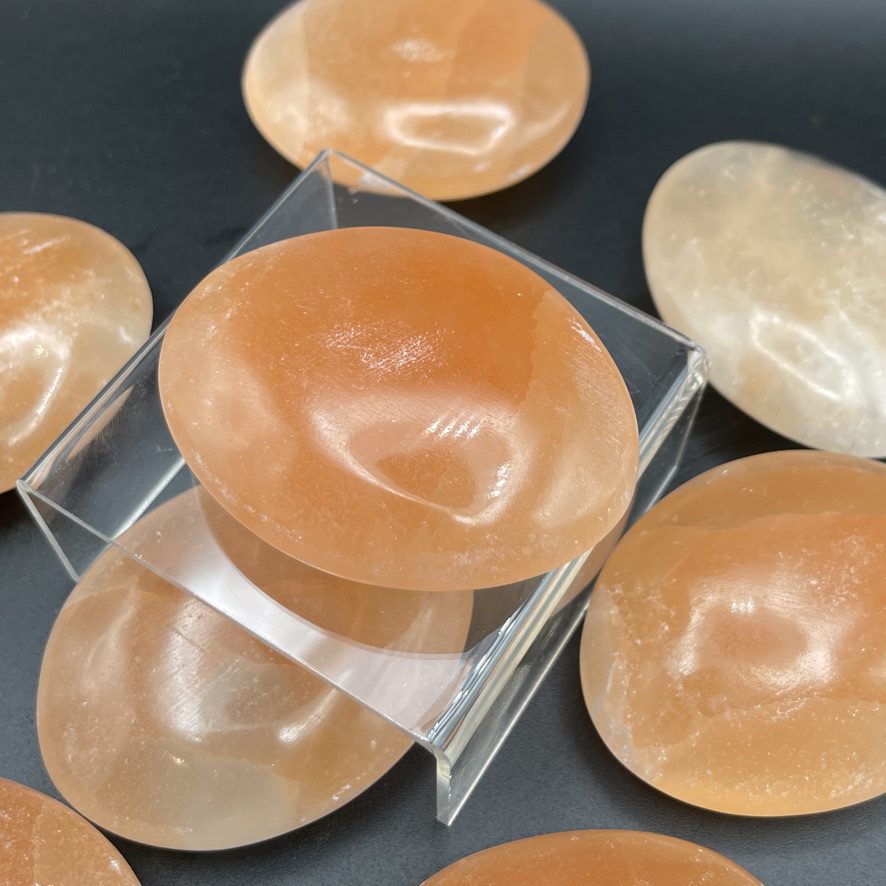 Peach Selenite Palmstones 7 x 5 x 2cm - Image 2