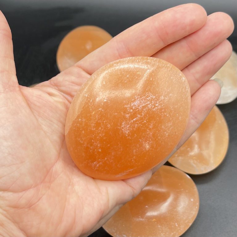 Peach Selenite Palmstones 7 x 5 x 2cm - Image 4