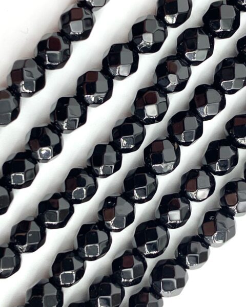 Black Agate Faceted Rounds 4mm 38cm Strand
