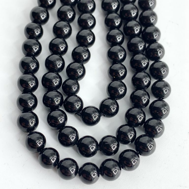 Black Tourmaline Smooth Rounds 4mm Beads 38cm Strand - Image 4