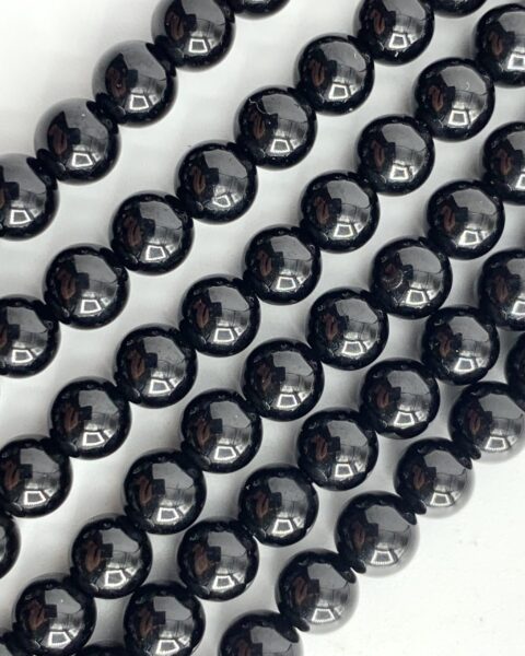 Black Tourmaline 4mm Smooth Rounds 38cm Strand