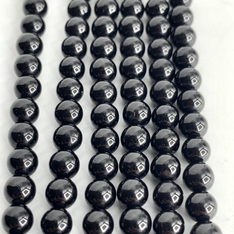 Black Tourmaline Smooth Rounds 4mm Beads 38cm Strand - Image 3