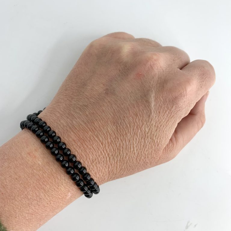Black Tourmaline Smooth Rounds 4mm Beads 38cm Strand - Image 2