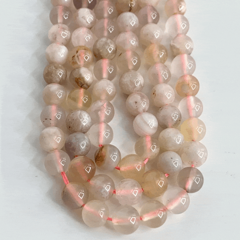 Flower Agate Smooth Rounds Approx 6mm Beads 38cm Strand - Image 2