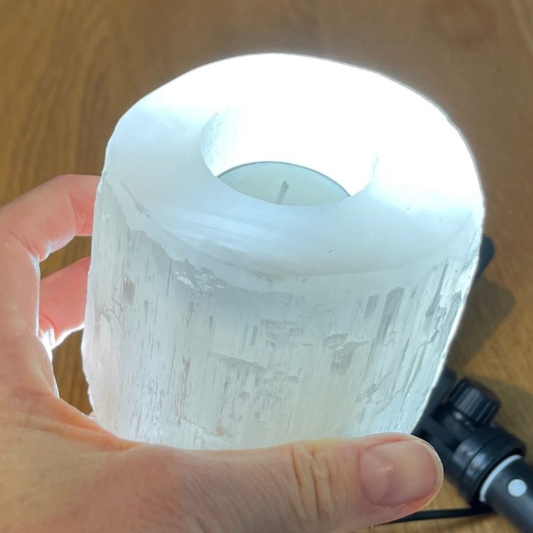 Selenite Medium Tealight Candle Holder Approx 8cm - Image 9