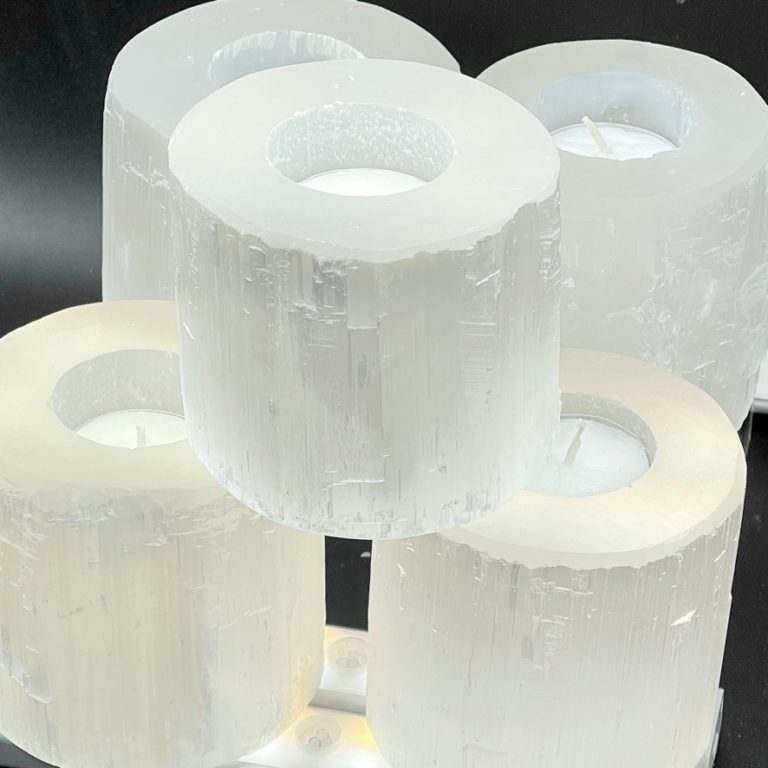 Selenite Medium Tealight Candle Holder Approx 8cm - Image 7