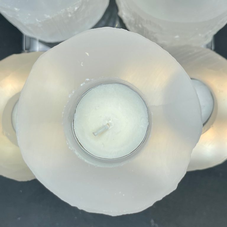 Selenite Medium Tealight Candle Holder Approx 8cm - Image 4