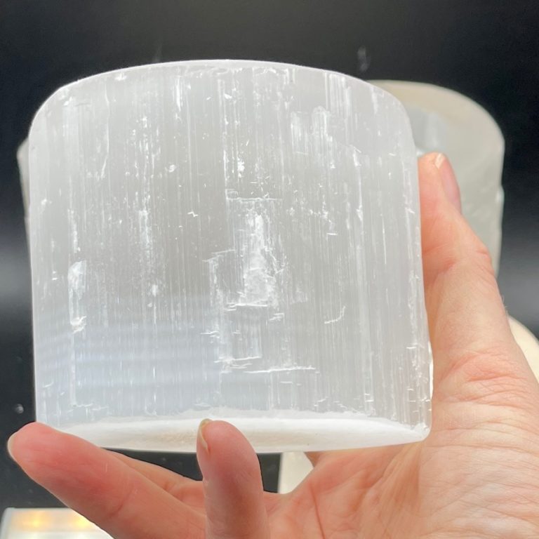 Selenite Medium Tealight Candle Holder Approx 8cm - Image 8
