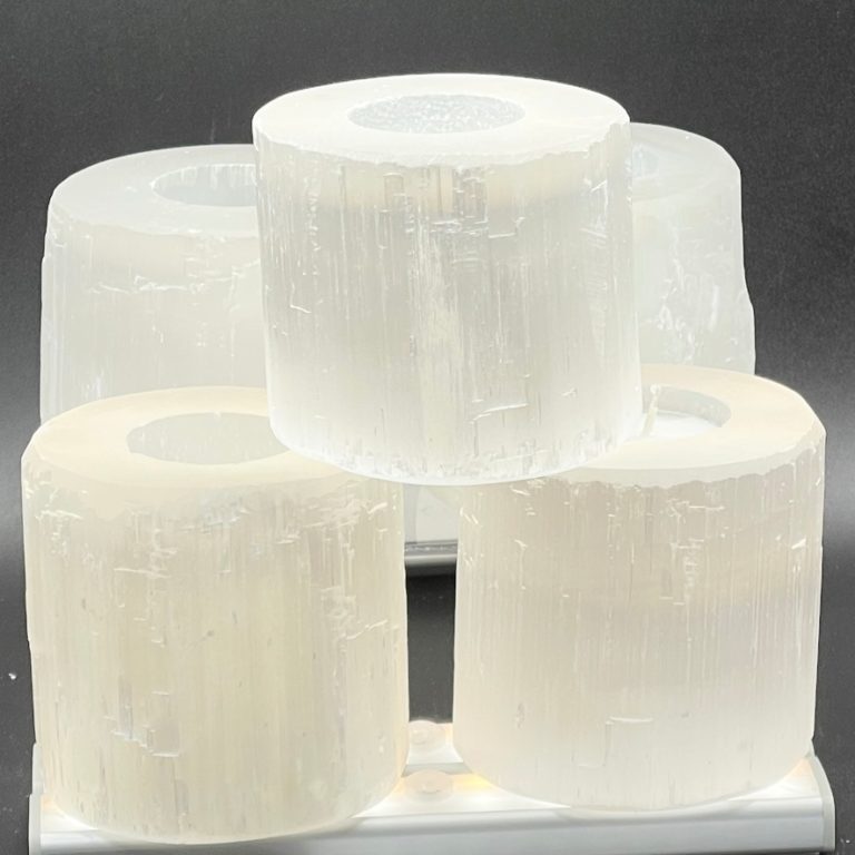 Selenite Medium Tealight Candle Holder Approx 8cm - Image 6