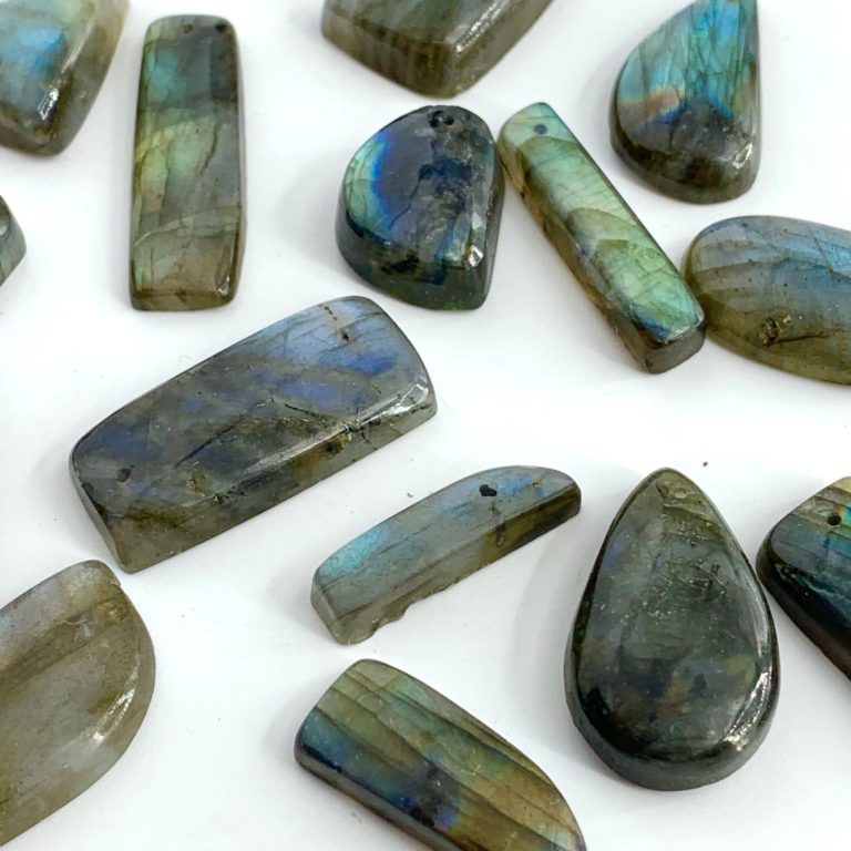 Labradorite Drilled Mixed Shape Cabochons Small Sizes Approx 6-10 Pieces - Image 3