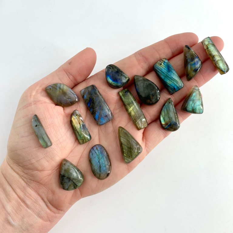 Labradorite Drilled Mixed Shape Cabochons Small Sizes Approx 6-10 Pieces - Image 4