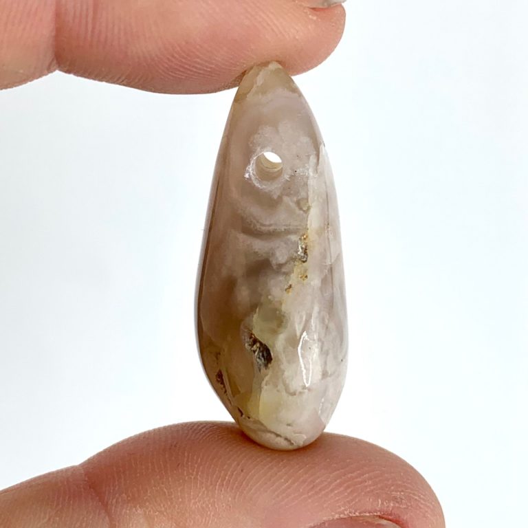 Flower Agate Drilled Tear Drop Approx 3.5 x 2cm with 2mm Drill Hole - Image 2