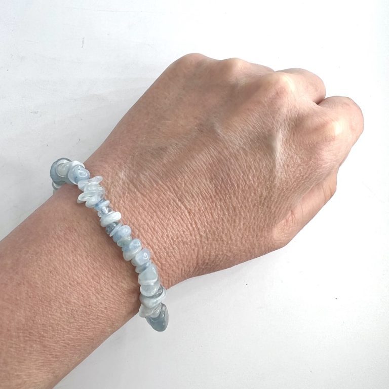Aquamarine Stretchy Chip Bracelet - Image 2