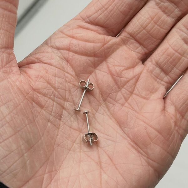 Sterling Silver 3mm Flat Stud Approx 14mm Post 1 Pair - Image 2