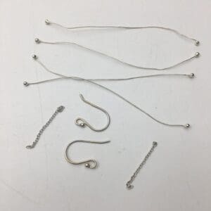 Sterling Silver Earrings Findings Kit inc Fish Hook 2 Pieces, Chain 2 Pieces and Headpin 4 Pieces