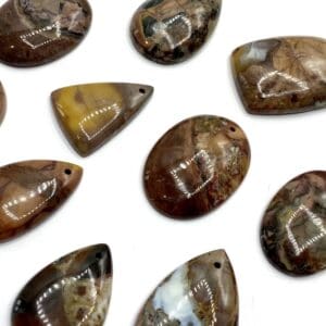 Butterfly Jasper Mixed Shape Top Drilled Cabochons Approx 30mm with 0.8mm Drill Hole 4 Piece Pack