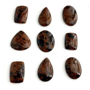 Mahogany Obsidian Mixed Shape Top Drilled Cabochons Approx 20 - 25mm with 0.8mm Drill Hole 3 Piece Pack