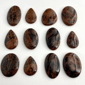 Mahogany Obsidian Mixed Shape Top Drilled Cabochons Approx 30 - 40mm with 0.8mm Drill Hole 2 Piece Pack