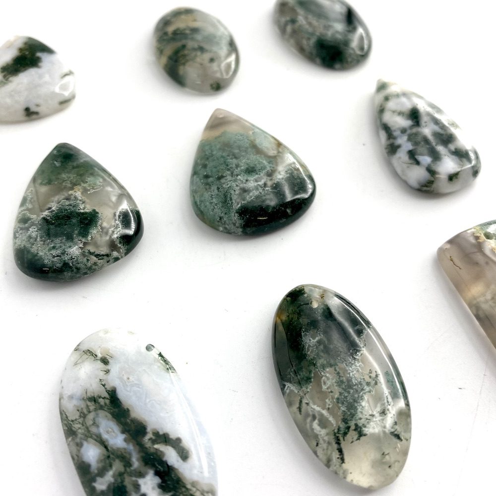 Tree Agate Mixed Shape Top Drilled Cabochons Approx 30 - 35mm with 0.8mm Drill Hole 2 Piece Pack - Image 2