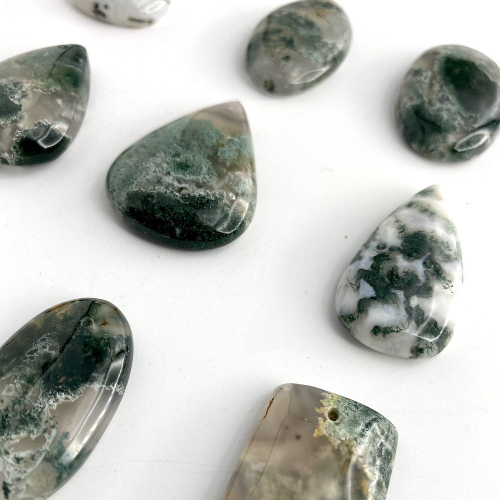 Tree Agate Mixed Shape Top Drilled Cabochons Approx 30 - 35mm with 0.8mm Drill Hole 2 Piece Pack - Image 3