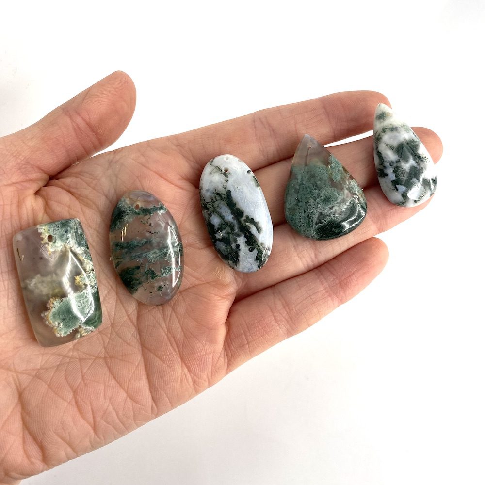 Tree Agate Mixed Shape Top Drilled Cabochons Approx 30 - 35mm with 0.8mm Drill Hole 2 Piece Pack - Image 7