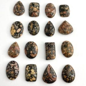 Leopard Skin Jasper Mixed Shape Top Drilled Cabochons Approx 25 - 30mm with 0.8mm Drill Hole 2 Piece Pack