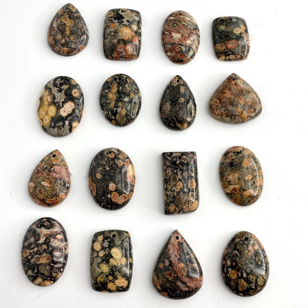 Leopard Skin Jasper Mixed Shape Top Drilled Cabochons Approx 25 - 30mm with 0.8mm Drill Hole 2 Piece Pack