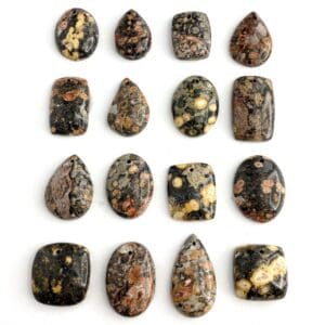 Leopard Skin Jasper Mixed Shape Top Drilled Cabochons Approx 20 - 25mm with 0.8mm Drill Hole 3 Piece Pack