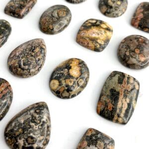 Leopard Skin Jasper Mixed Shape Cabochons Approx 25 - 30mm 2 Piece Pack