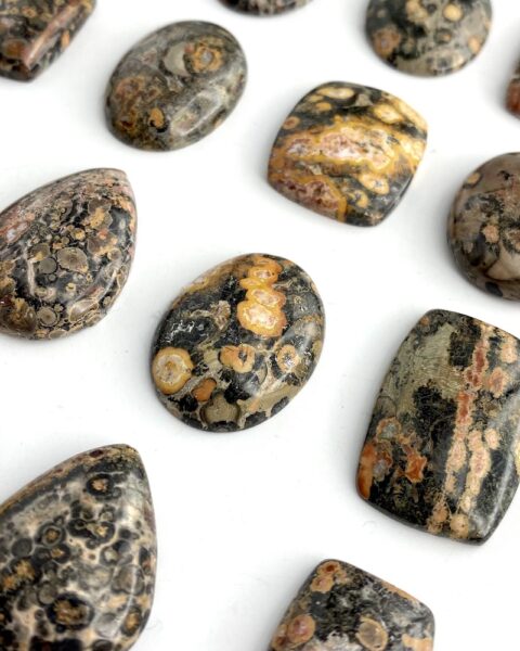 Leopard Skin Jasper Mixed Shape Cabochons Approx 25 - 30mm 2 Piece Pack