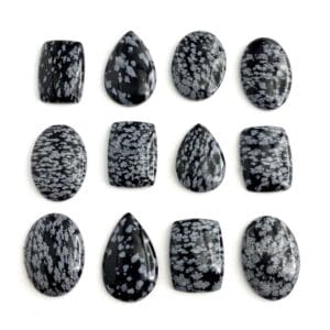 Snowflake Obsidian Mixed Shape Cabochons Approx 20 - 25mm 2 Piece Pack