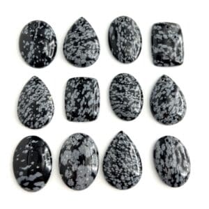 Snowflake Obsidian Mixed Shape Cabochons Approx 15 - 25mm 3 Piece Pack