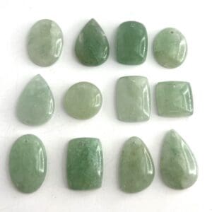 Green Aventurine Mixed Shape Top Drilled Cabochons Approx 20 - 25mm with 0.8mm Drill Hole 4 Piece Pack