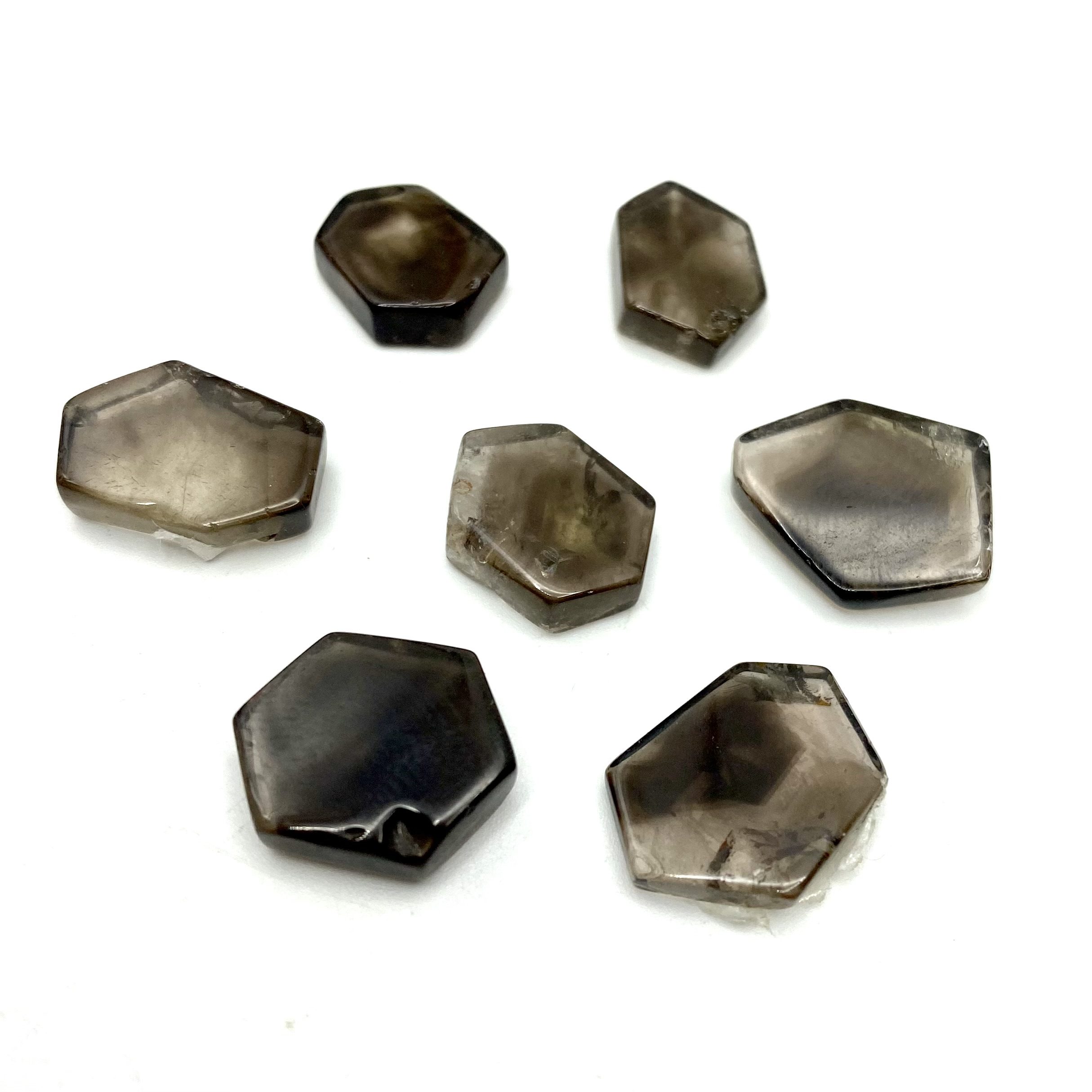 Smokey Quartz Hexagon Slices Approx 15 - 30mm 5 Piece Pack - Image 2