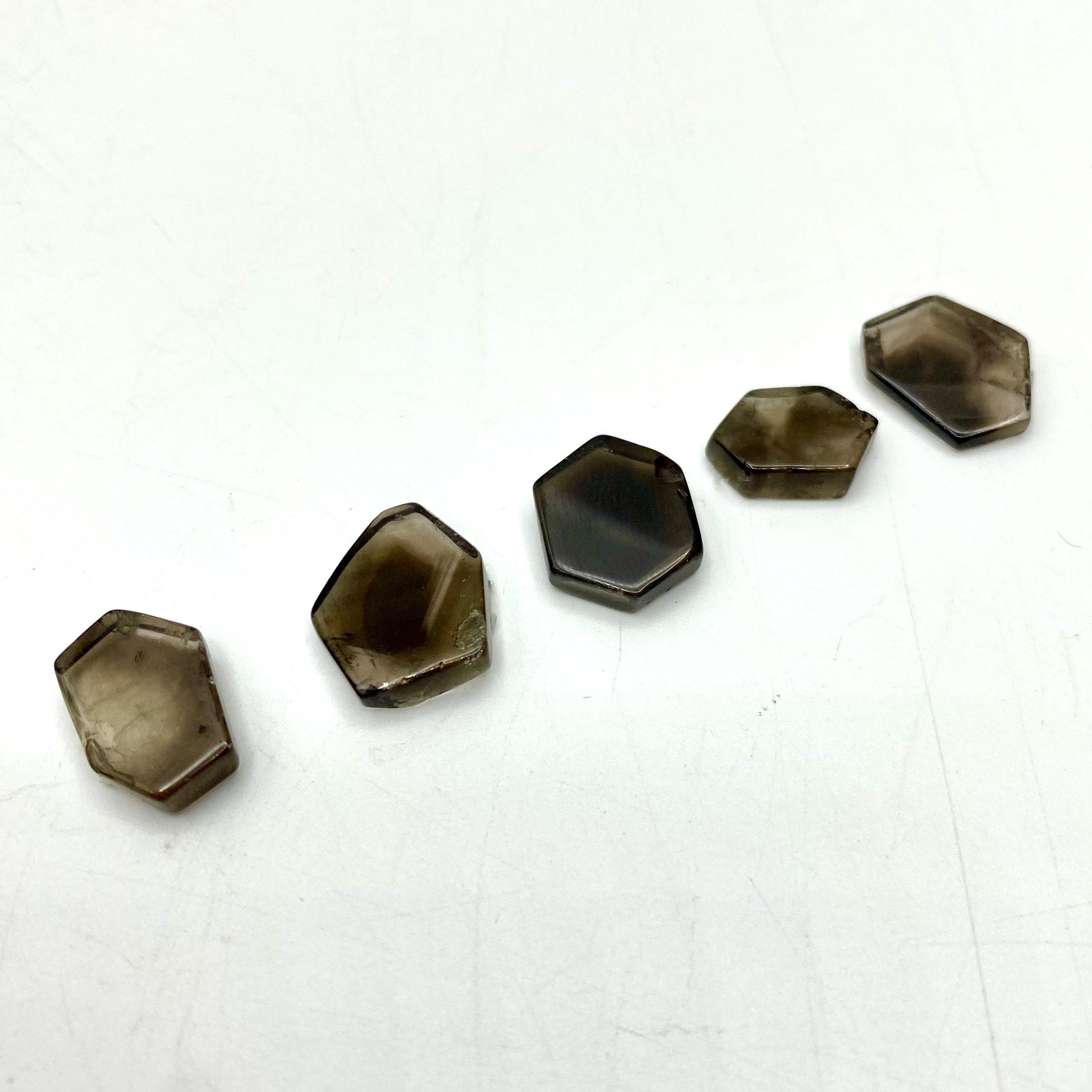 Smokey Quartz Hexagon Slices Approx 15 - 30mm 5 Piece Pack - Image 5