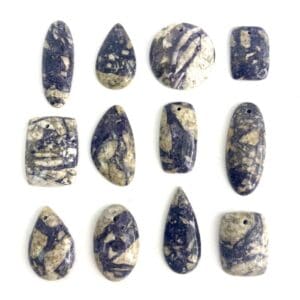 Fluorite in Feldspar Mixed Shape Top Drilled Cabochons Approx 20 - 25mm with 0.8mm Drill Hole 3 Piece Pack